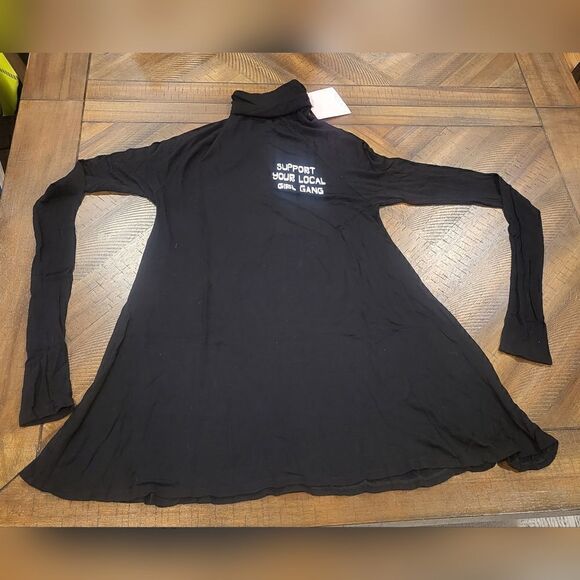 Dolls Kill x Daydream Nation Black flowy top"Support Your Local Girl Gang" Small - Picture 2 of 5